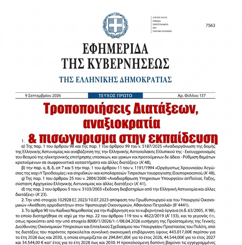 Φωτογραφία του Τροποποιήσεις διατάξεων, αναξιοκρατία & πισωγύρισμα στην εκπαίδευση